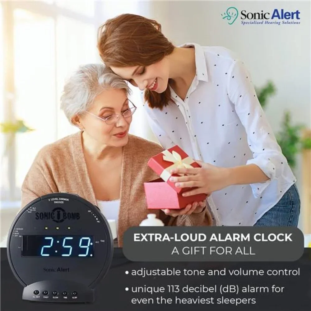 Extra Loud Alarm Clock with Bed Shaker Vibrating Sonic Bomb Heavy Sleepers
